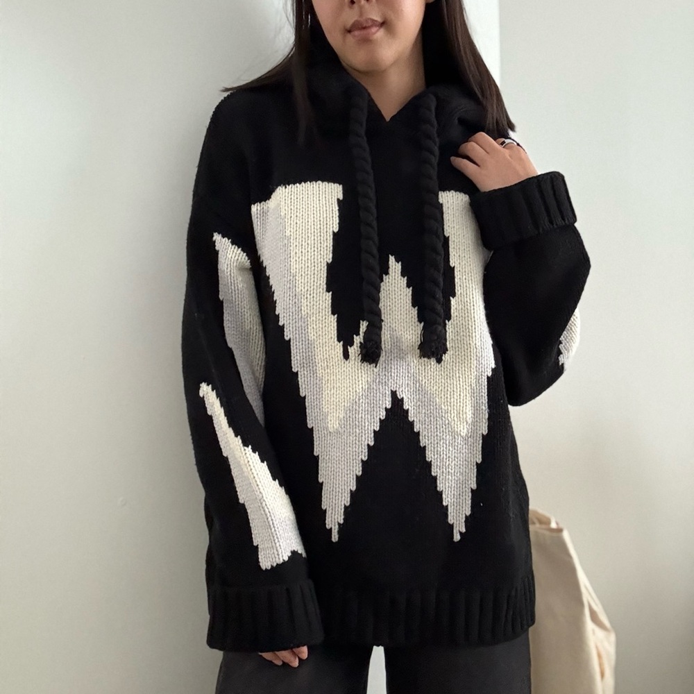JW ANDERSON Black and Cream Graphic Sweater